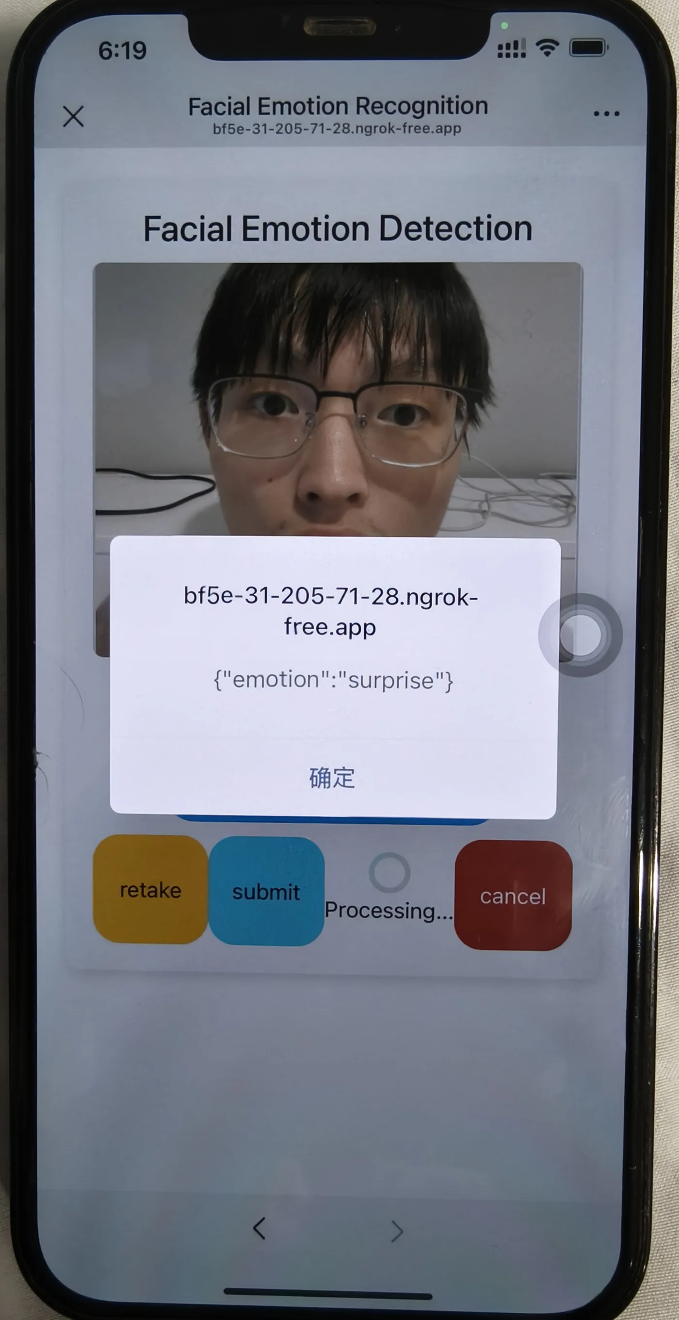 Mobile interface of the emotion recognition system